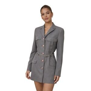 VERSACE Couture Gray Fitted Military Jacket Dress Length Size 4